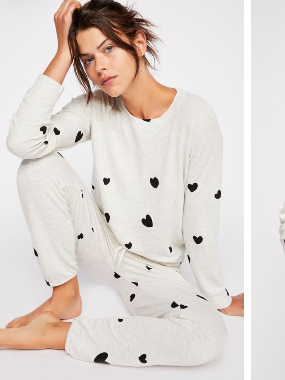 Jane and Delancey Pajama Lounge Set with Black Heart Print